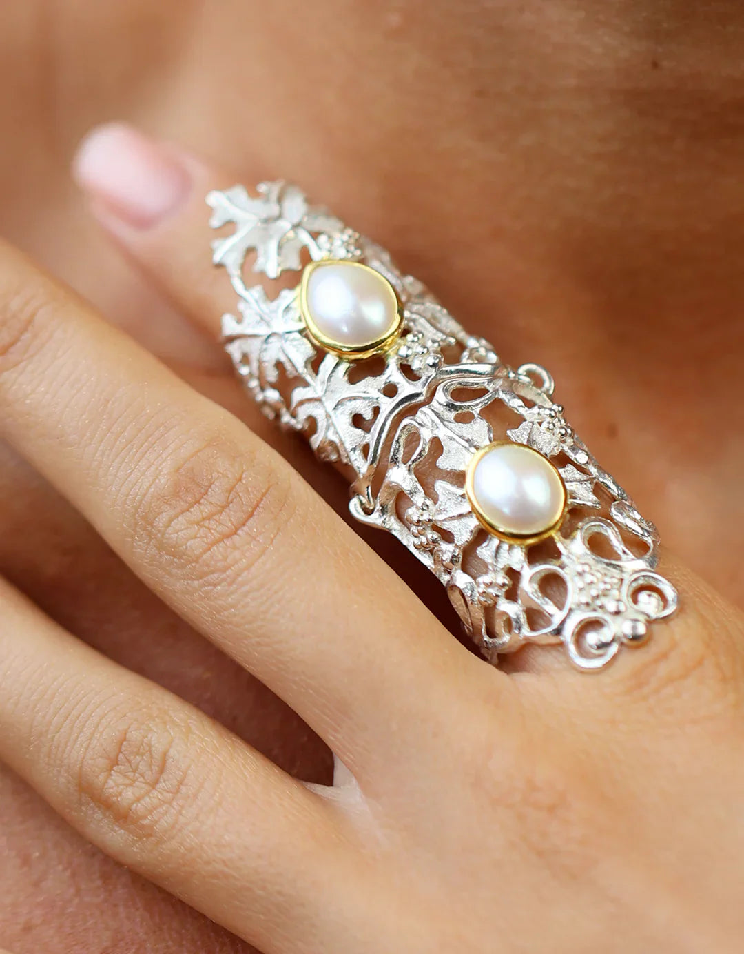 Sterling-silver-duo-armor-ring-with-pearls-in-tbilisi-georgoa