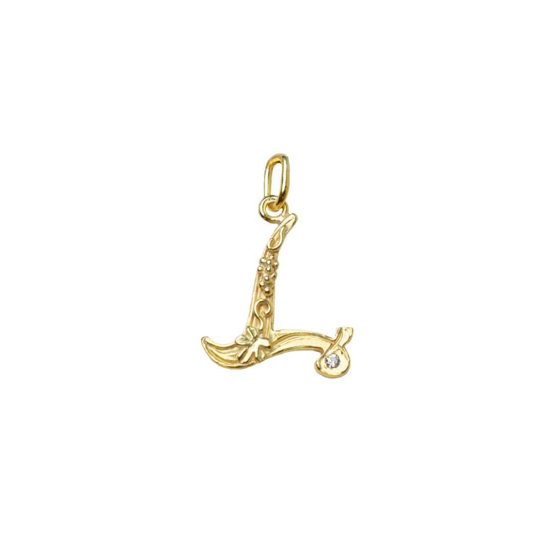 Gold initial L with Diamond Pendant Marilisi Front