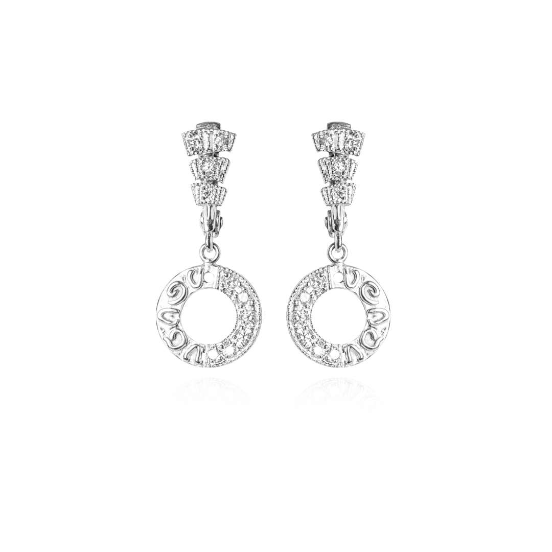 white gold earrings with diamonds original design by georgian designers